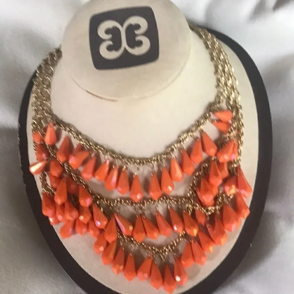 Kate Spade Iridescent Orange Statement Necklace!!